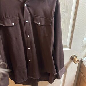 Men's Brown Button-Up Shirt